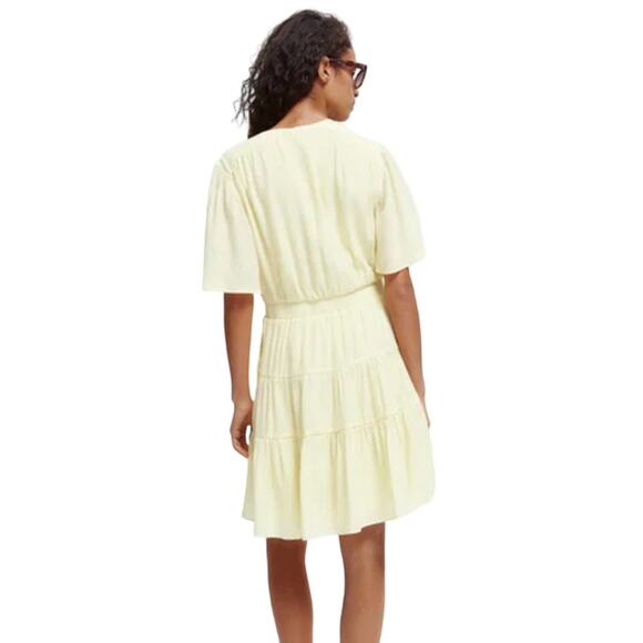 SCOTCH & SODA Panelled Flutter Sleeve Tiered Short Sleeve Dress with Pockets - Picture 2 of 7